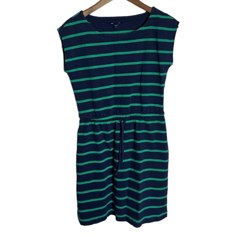 GAP Factory Navy Blue and Green Striped Dress size Small